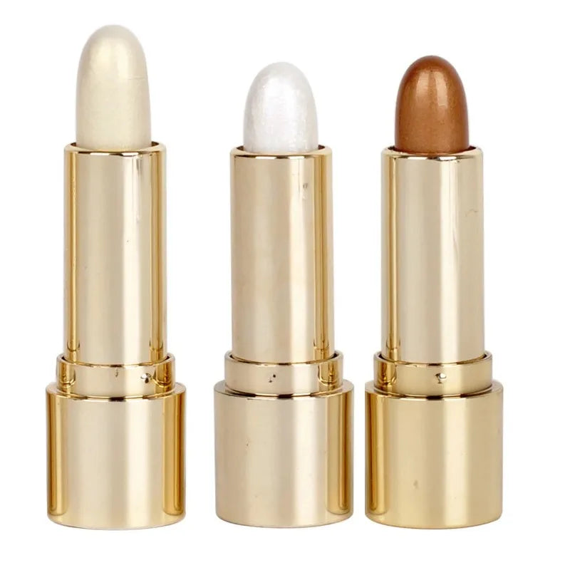 3 Colors 3D Face Brighten Highlighter Bar Cosmetic Face Contour Bronzer Shimmer Highlighter Stick Concealer Cream Makeup Tool