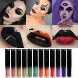 12 Color Halloween Dark Lip Gloss Matte Colorful Non Fade Liquid Lipstick Kit Waterproof Lasting Black Red Blue Velvet Lipsticks