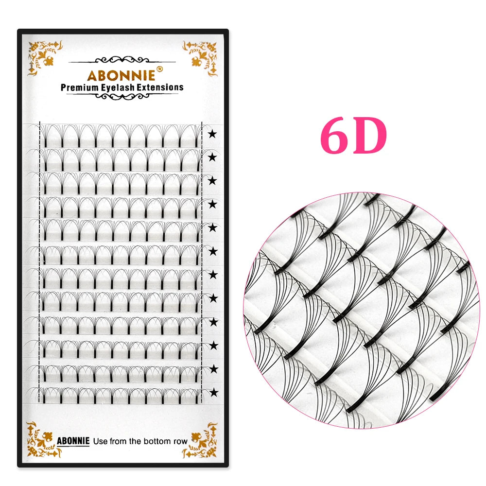 Abonnie 3D/4D/5D/6D Premade Volume Fans Fluffy Lashes Long Stem Russian Volume Eyelashes Extension All Size Fans