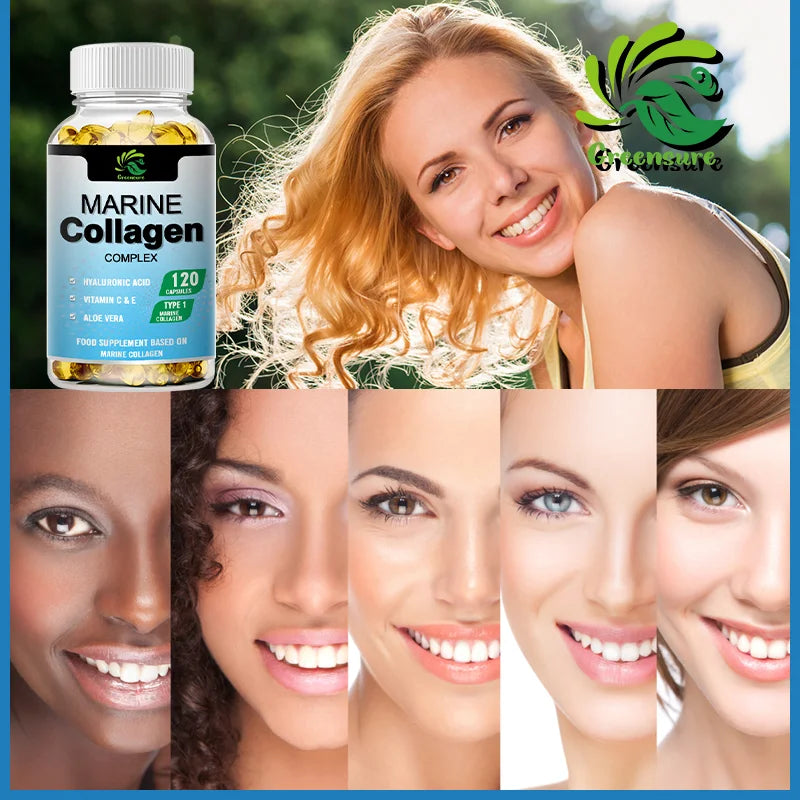Greensure Marine Collagen - With Hyaluronic Acid, Biotin & Blueberry Support Joint, Hair, Skin, Nail, Cartilage & Overall Health