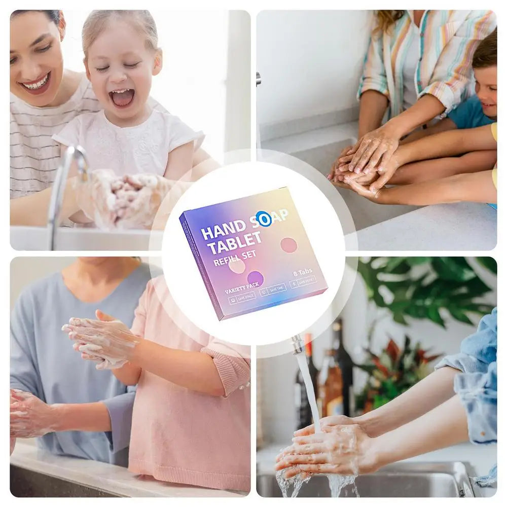 Hand Soap Tablet Refills 8pcs Foaming Hand Wash Tablet Refills Refreshing Fragrance Hand Washing Tool for Business Trip Travel