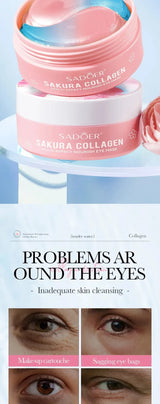 60pcs SADOER Sakura Collagen Eye Mask Anti Dark Circles Eyes Bags Removal Moisturizing Firming Eye Patches Skin Care for Eyes