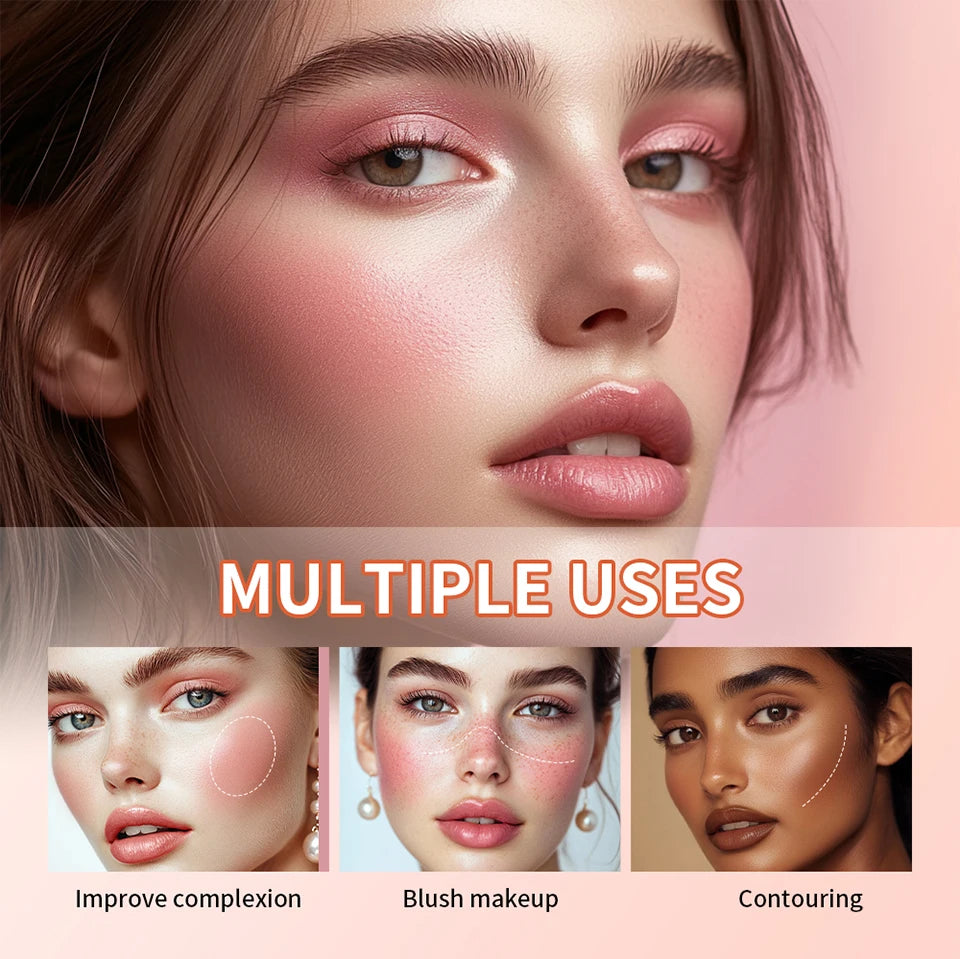 Multi Cream Eyebrow Blush Highlighter Palette Long Wearing Eyeshadow Palette Matte Shimmer Finish With Free Brush & Powder Puff