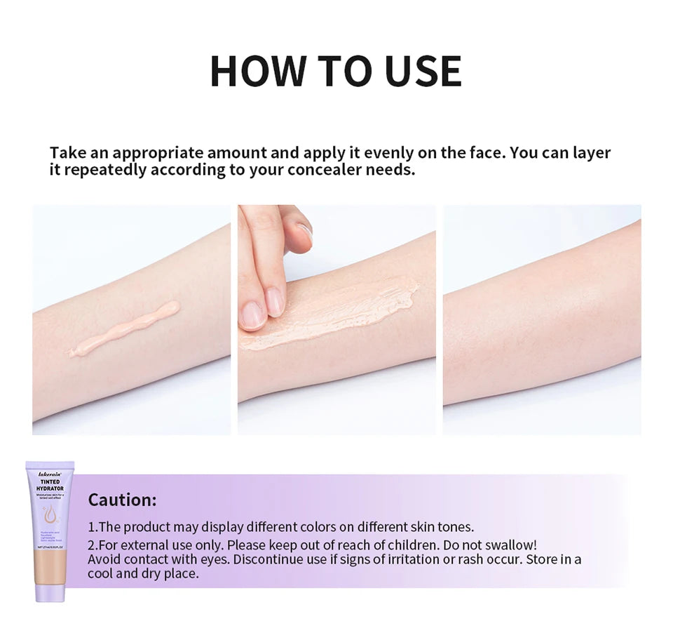 High Coverage CC cream Foundation Tinted Hydrator Matte Finish Light Oil-Free Moisturizing Makeup Hyaluronic Acid Sheer
