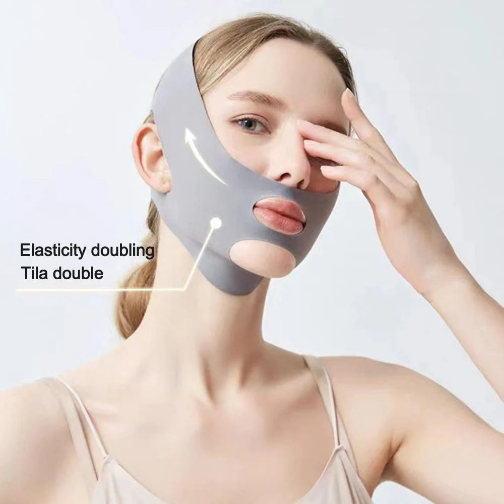 1pc V-Shape Face Sculpting Sleep Mask Breathable Elastic Lifting Tightening Mask Skin Care Slimming Strap Chin Up Mask Woman