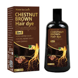 Water Ice Levin 3-in-1 Chestnut Brown Hair Dye Shampoo with Ginger & Ginseng for Instant Gray Coverage & Long-Lasting Color