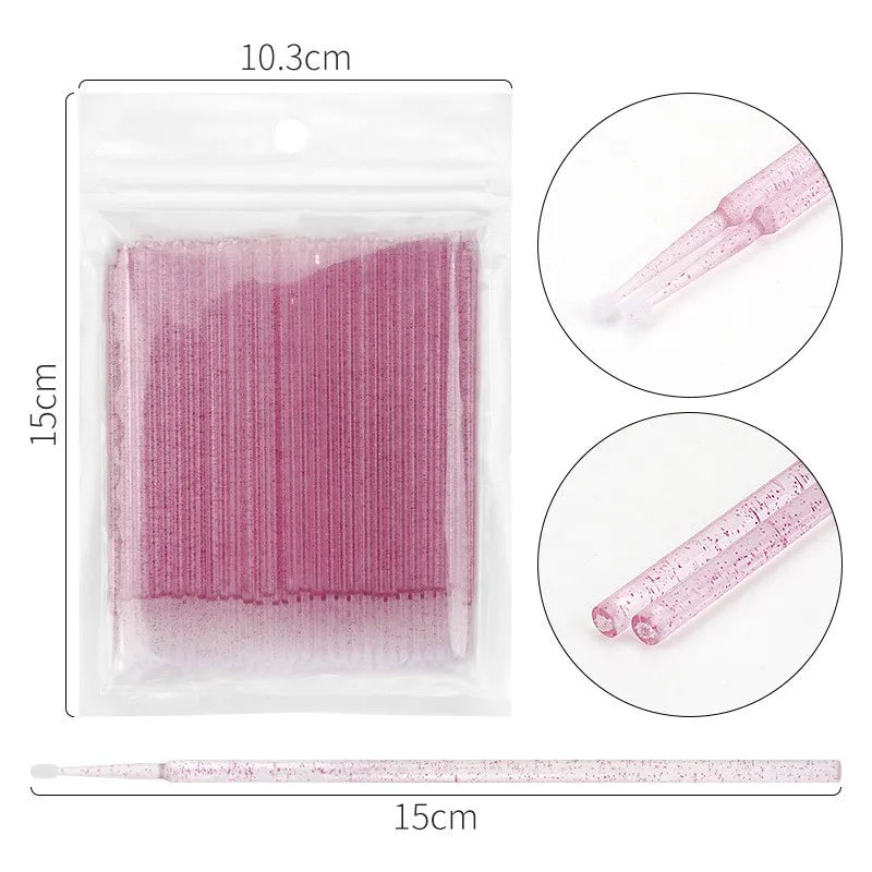 500/1000PCS Crystal Colorful Eyelash Cleaning Micro Brush Beauty Makeup Remover Tool Wholesaler