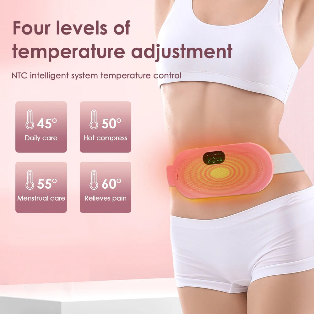 Women Menstrual Heating Pads Effective Hot Compress Period Relief Belt Rechargeable Heated Waist Massager Gifts for Female