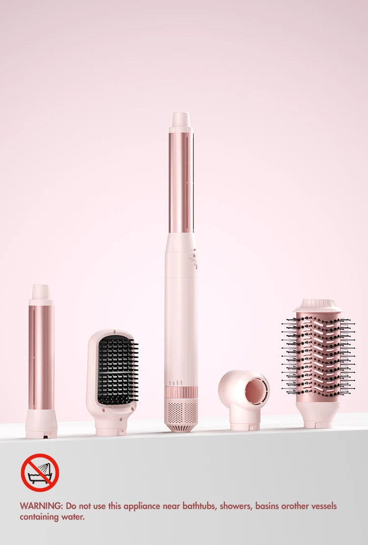 Hair dryer brush detachable 5-in-1 styling and drying system, fast drying, curl smoothing and styling, automatic curling iron