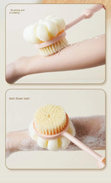 Two Sided Shower Body Brush Silicone Long Handle Bathroom Wash Brush Bathing Massage Back Body Exfoliating Brush Bath Supplies