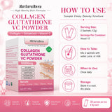 Collagen Peptides Glutathione Vitamin C Powder 30 Sachets, Marine Collagen Drink Mix for Beauty Wellness Support Adults 180g