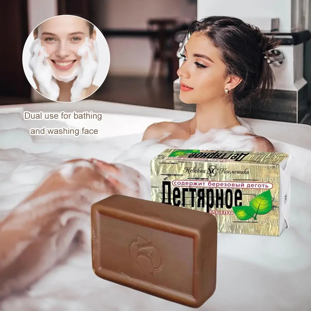 1/2/3/4/5pcs Russian NC Birch Tar Soap Purifying Face & Body Wash for Oily & Problem Skin, Deep Cleansing & Oil Control