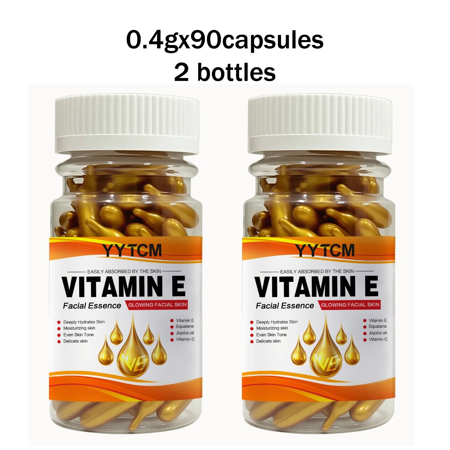 Vitamin E Deep Moisturizing Capsule Essence, Hydrates and Smooths Skin, Contains Plant-Based Squalane, Vitamin C, Deep Hydration and Skin Brightening Essence (0.4Gx30 Capsules)/Bag-1 Bag