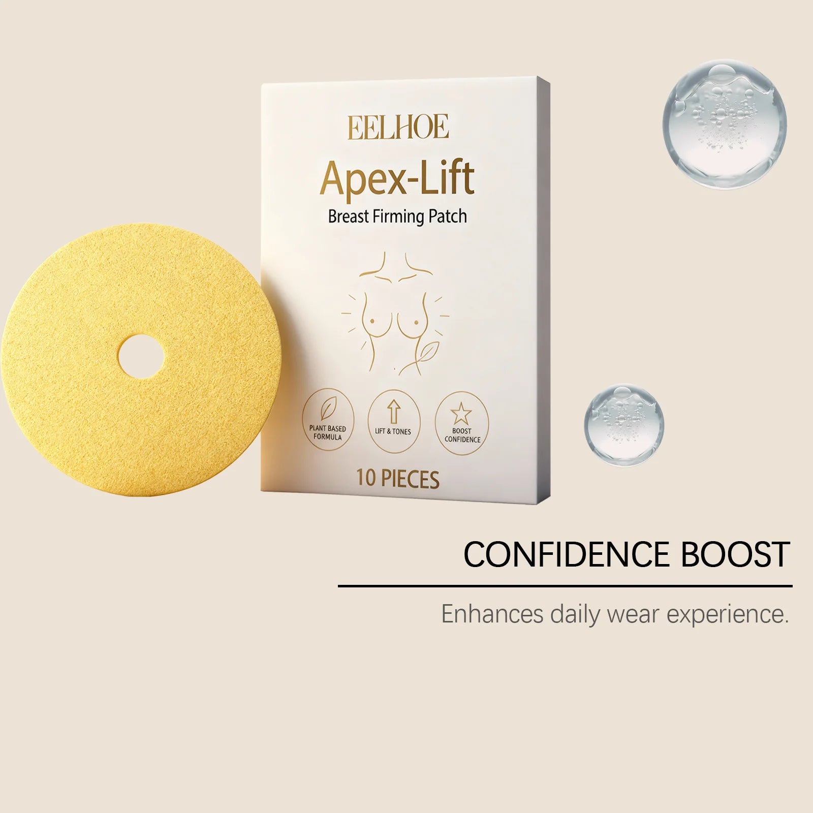 Breast Care Patches Firming Lifting Hydrating With Hydrolyzed Collagen Hyaluronic Acid Breathable Comfortable Feminine Skin Care