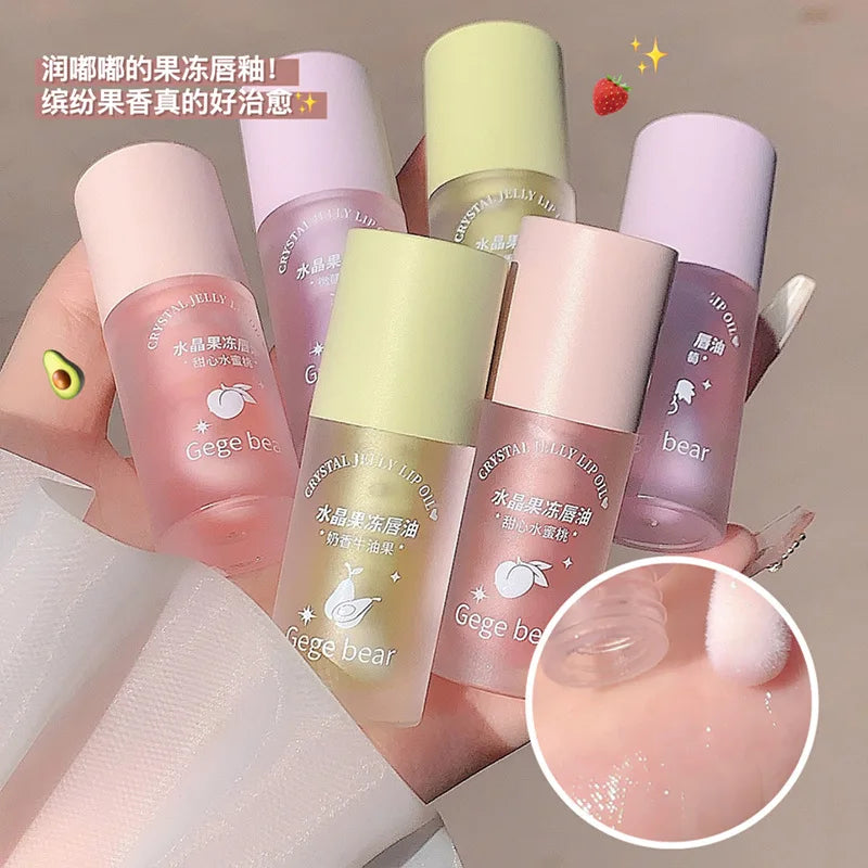 Gege Bear Crystal Jelly Lip Oil, Hydrating Moisturizing Lip Gloss, Transparent Lip Primer Long Lasting Lip Care