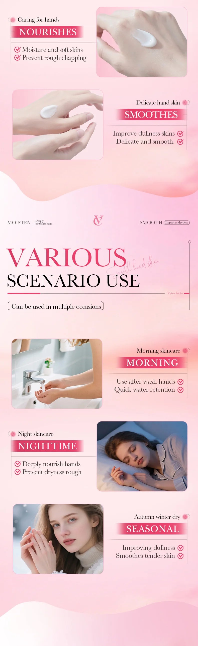 Strawberry VC Hand Cream - 30g Brightening Moisturizer for Winter, Repairs Dry Cracked Skin, Lightweight Fast Absorbing Formula
