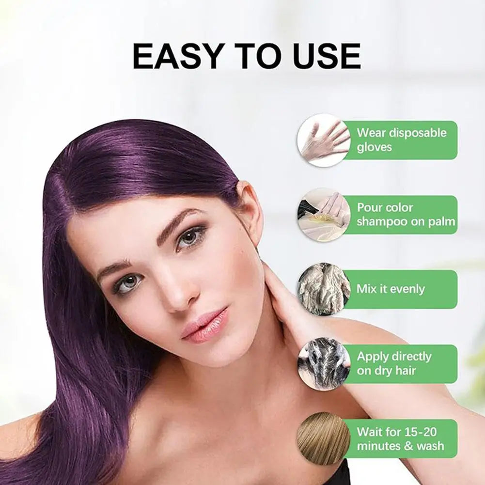 Hair Dye Shampoo For Gray Hair For Women Men Natural Hair Dye Kit Semi Permanent Hair Dye Shampoo Black Brown Purple 200ml