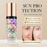 Face Makeup Primer Tri-color Cream Contour Color Isolation Waterproof Makeup Foundation Natural Makeup Base Cream 40g