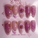 24 false nail pieces shipped randomly, Instagram-style false nails, wearable full-coverage almond-shaped press-on nails.