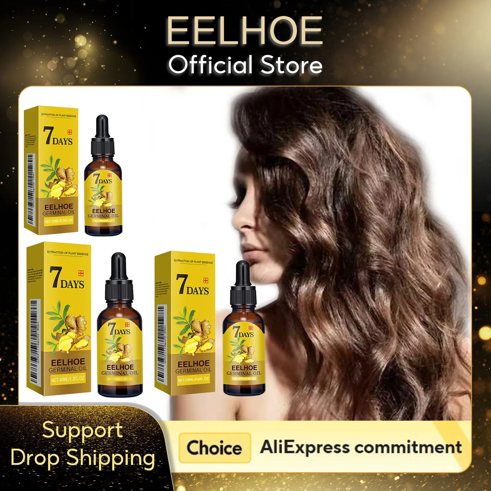 EELHOE Ginger Oil for Hair Growth Smooth Split Ends in Hair Strengthener Dense Prevent Hair Loss Woman Ginger Essential Oil 40ml