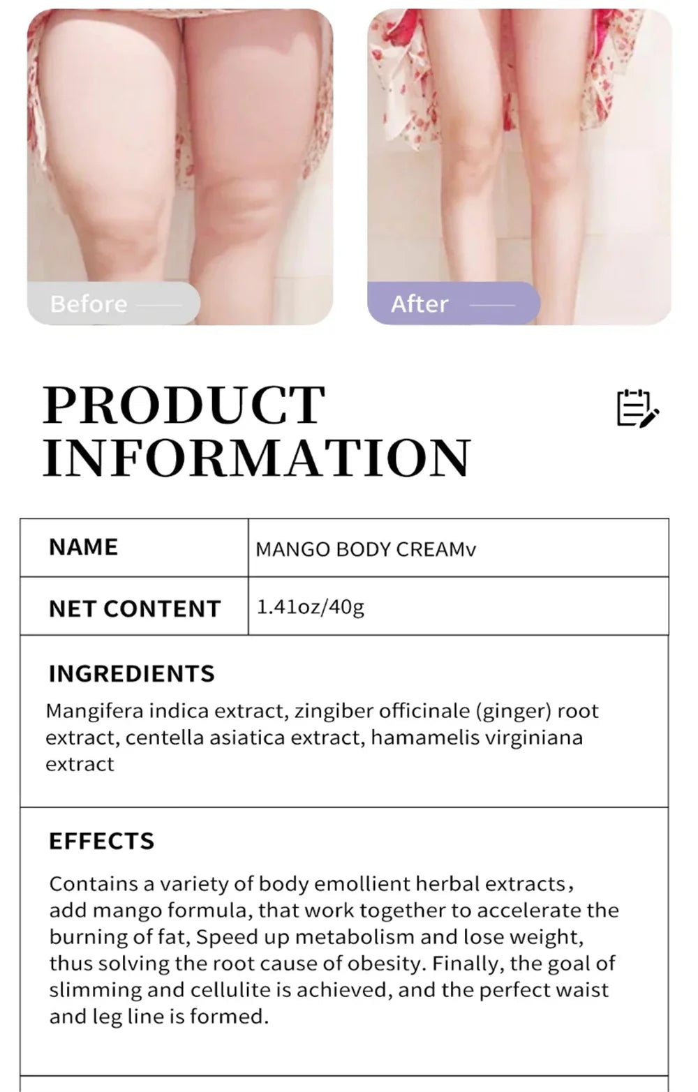 Fast Slimming Cream Weight Loss Remove Cellulite Sculpting Fat Burning Massage Firming Lifting Quickly Niacinamide Body Care 40g
