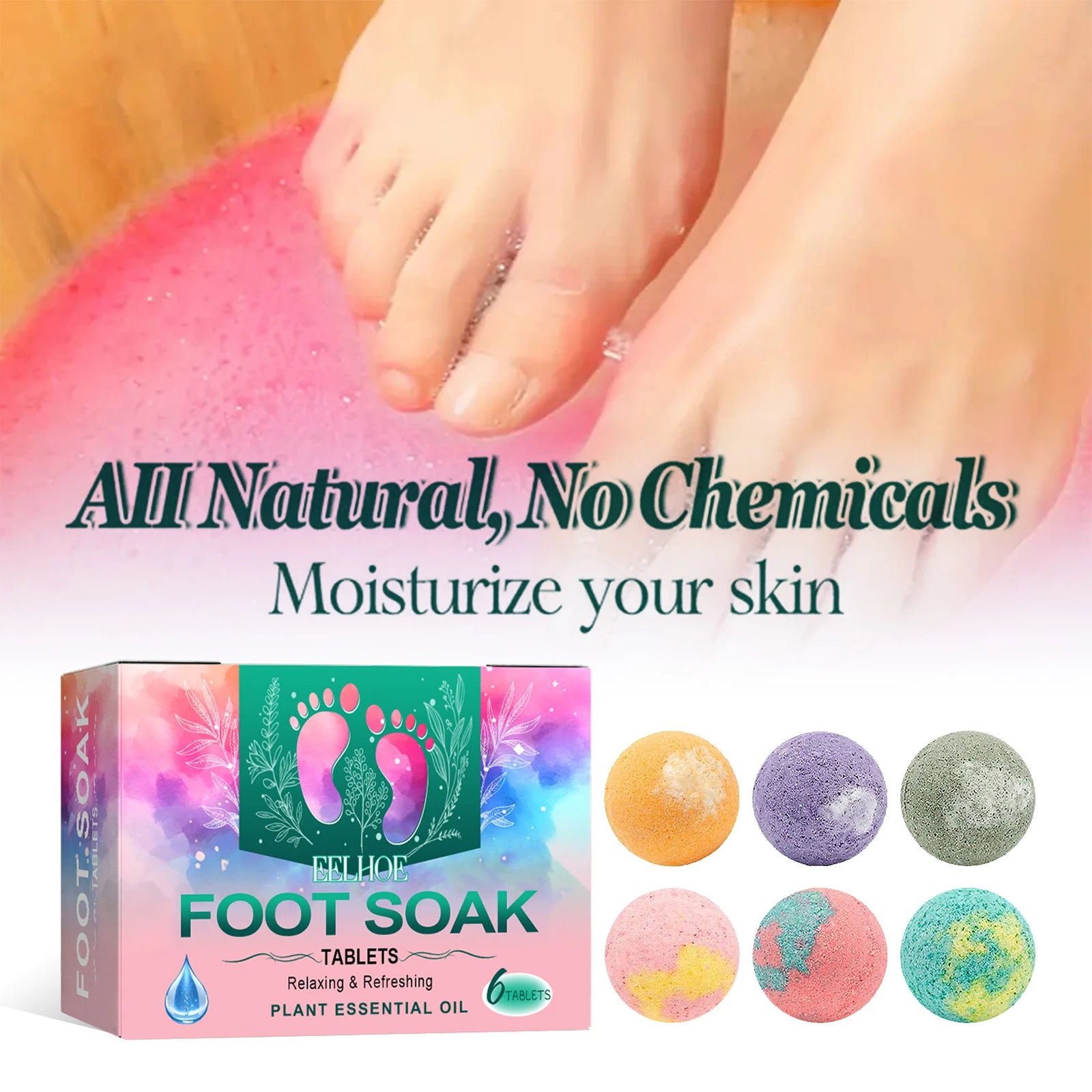 Bubble Foot Bath Ball Exfoliating Moisturizing Relief Stress Fragrances Aromatherapy Shower Bathing Foot Spa Foot Bath Salt 6pcs
