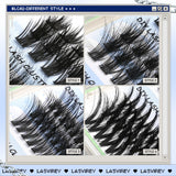 Lasvirey Cluster Lashes Kit DIY Fluffy Lash Clusters 4 IN 1 Mixed Full Set Individual Eyelashes Extension with Lash Bond & Seal