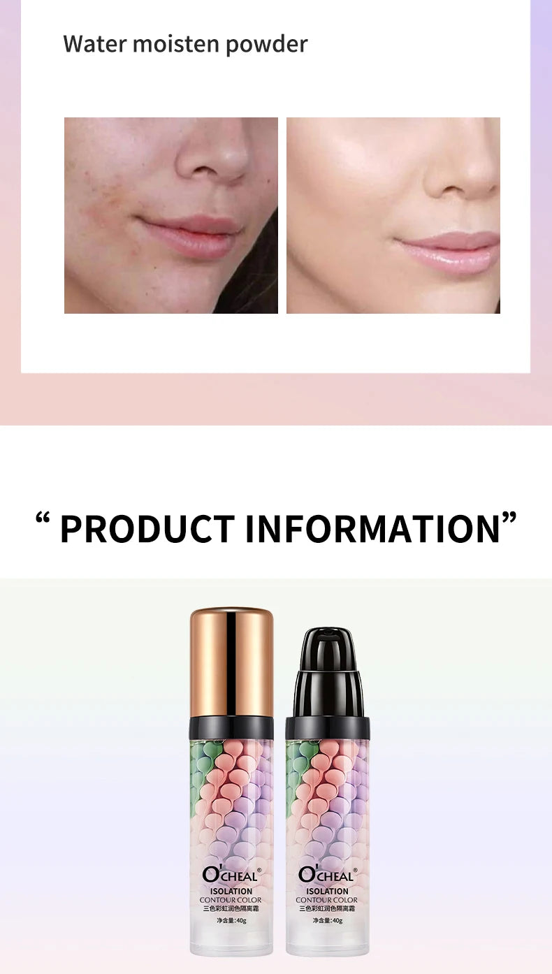 Three Color Mixed Isolation Cream, Normal Color Primer, Moisturizing Concealer, Natural Makeup Effect
