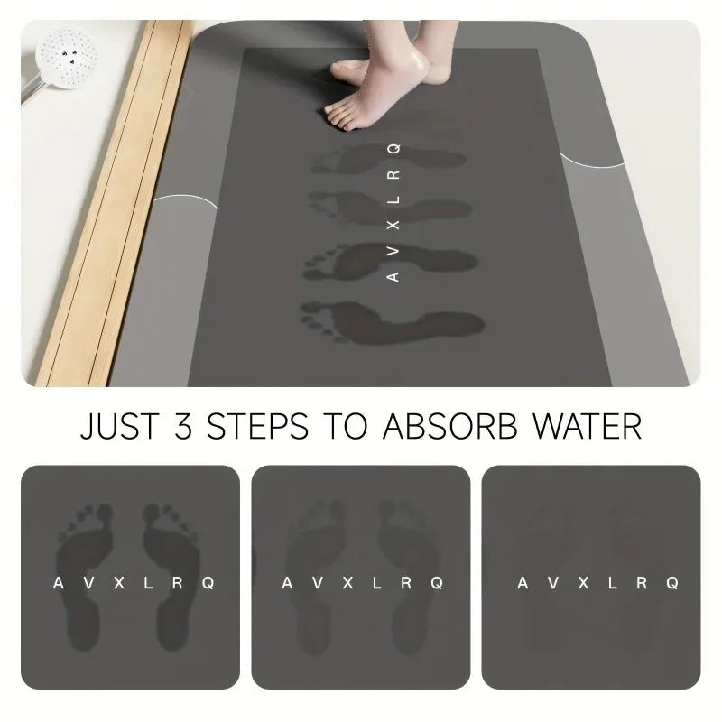 Diatomaceous Earth Bath Mat Super Absorbent Non Slip Fast Drying Soft Floor Mat for Shower Laundry Bedroom Kitchen RV Bathroom