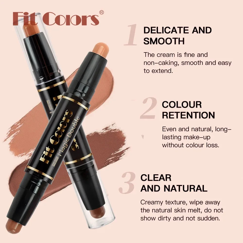 Double-head Highlight Shadow Stick Face Bronzer Contouring Pen Foundation Cream Concealer Makeup Base Beauty Women's Cosmetics