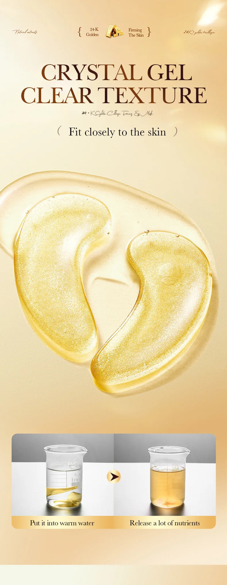 20Pcs=10Pairs Gold Collagen Crystal Eye Mask Skincare Eye Patches Firming Moisturizing Nourishing Eye Skin Care Products
