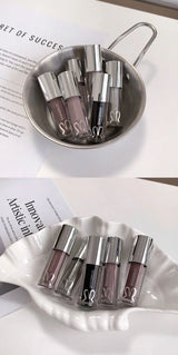 Water Light Mirror Lip Gloss Lasting Moisturizing Cool Black Silver Gray Pearlescent Fine Sparkling Lipstick Lip Oil