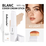 Foundation Stick Color Changing Foundation with Detachable Brush Blanc Cover Cream Stick Changing Hight Coverage Base Makeup