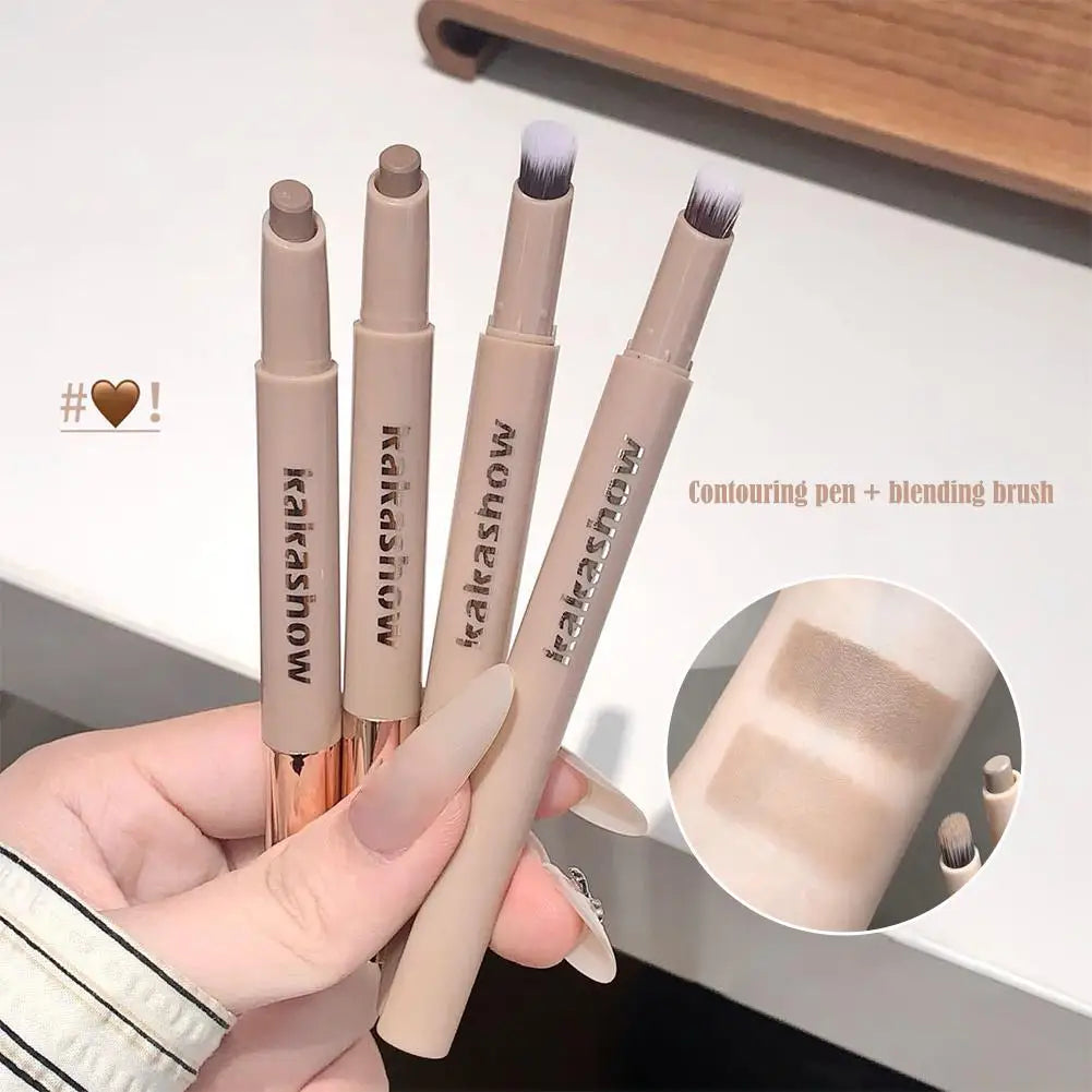 3D Contouring Pen Long Lasting Waterproof Matte Bronzer Stick Nose Shadow Contour Pen With Brush Facial Contour Stick Makeup