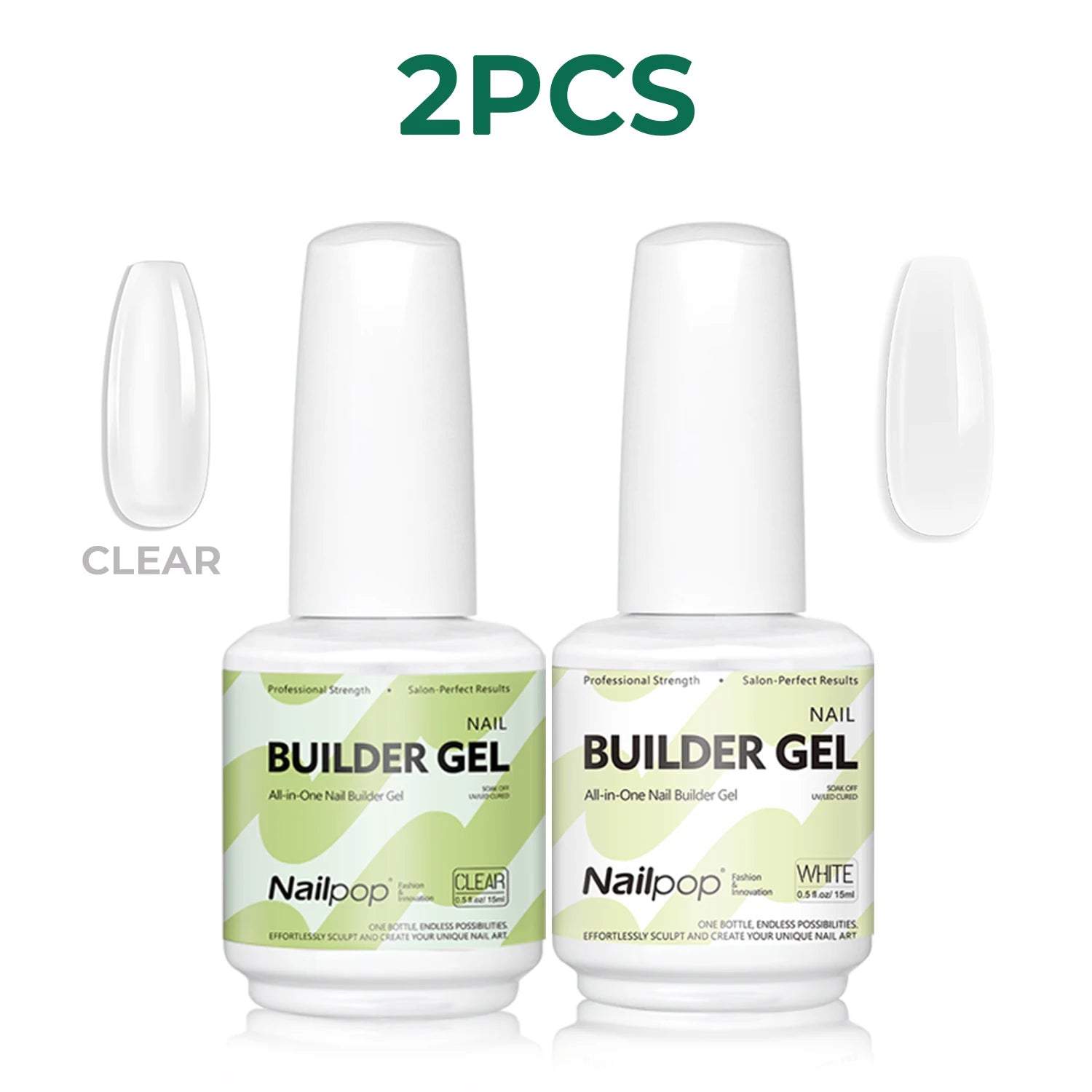 Nailpop 7 IN 1 Nail Glue Gel 15ml Gellack UV Nails Builder Gel Apex & Extension Soak off Base Gel Top Coat  HEMA FREE