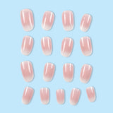 24Pcs Oval Short Pink Press on Nails Simple Ombre Spring False Nail for Sweet Sassy Cool Women&Girl Removable Wearable Nail Art
