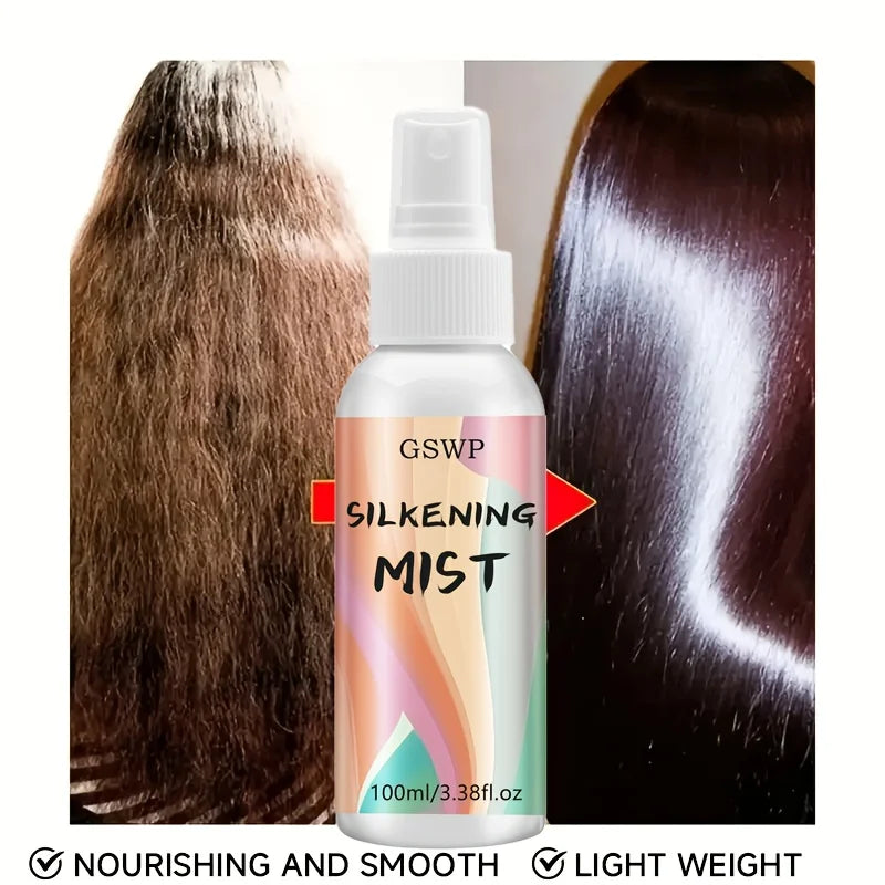 GSWP Silky Hair Spray is a leave-in treatment with heat protection, a pleasant fragrance, and leaves hair smooth and shiny.100ml