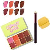 Multi Cream Eyebrow Blush Highlighter Palette Long Wearing Eyeshadow Palette Matte Shimmer Finish With Free Brush & Powder Puff