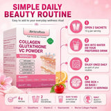 Collagen Peptides Glutathione Vitamin C Powder 30 Sachets, Marine Collagen Drink Mix for Beauty Wellness Support Adults 180g