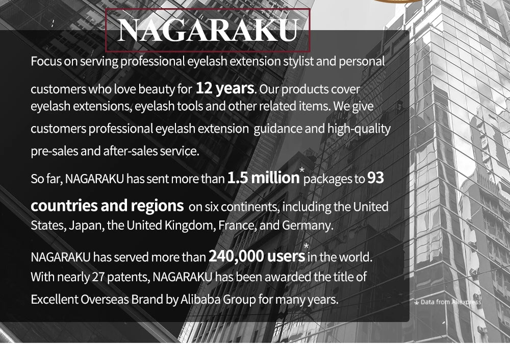 NAGARAKU 16Rows Classic Individual Eyelash Extension Lashes Matte Black Professional Soft Natural