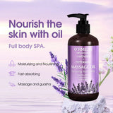 Lavender & Peppermint Infused Massage Body Oil - Warming & Moisturizing Formula for Men & Women, 10.2 Fl.Oz
