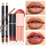 4Pcs/Set Velvet Lip Combo, Matte Lip Liner, Lip Oil Nude Gloss, Long-lasting Waterproof, Sophisticated Lip Look