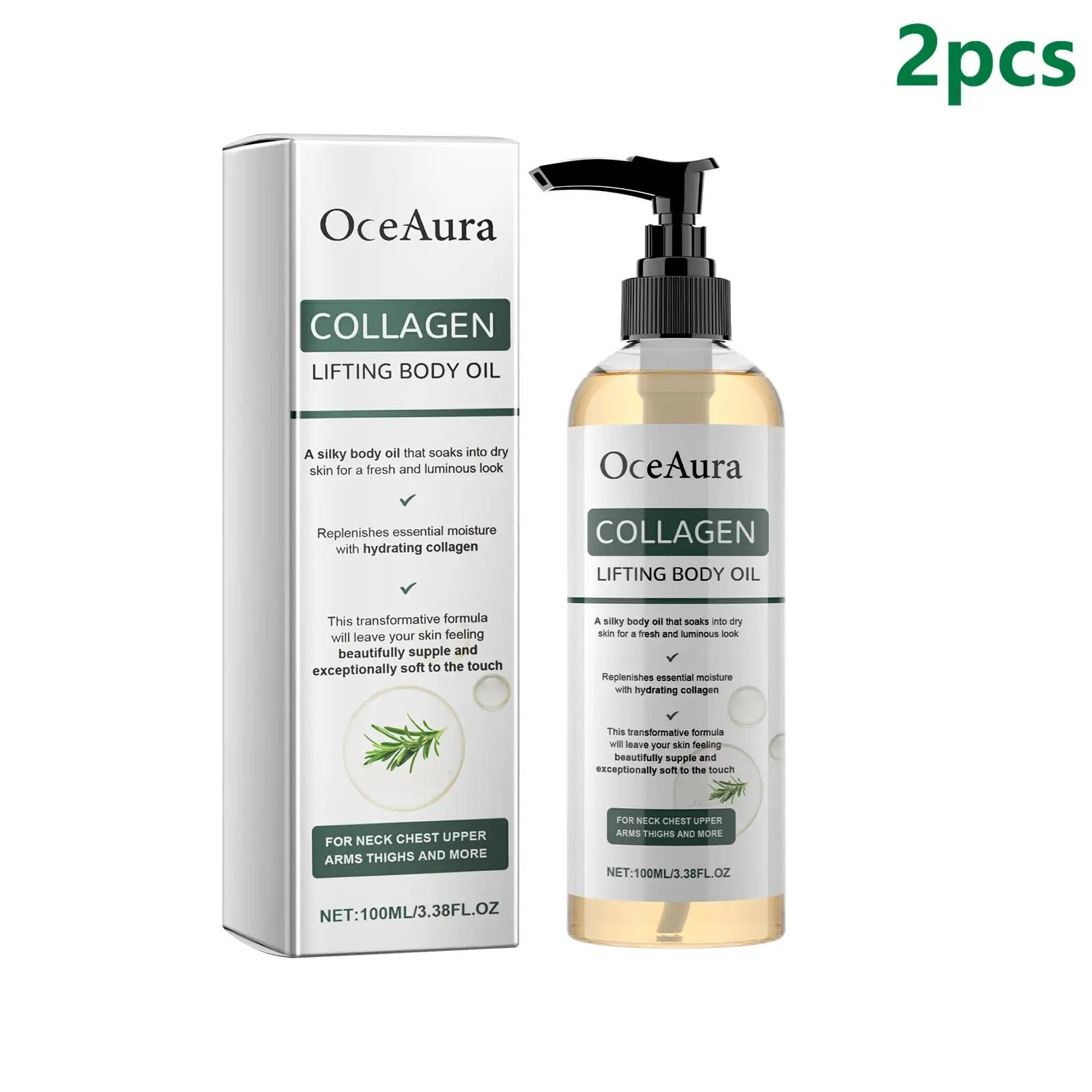 OceAura Collagen Body Oil Tighten Skin Elasticity Increased Moisturizing Body Smooth Non-greasy Rosemary After Shower Body Oil