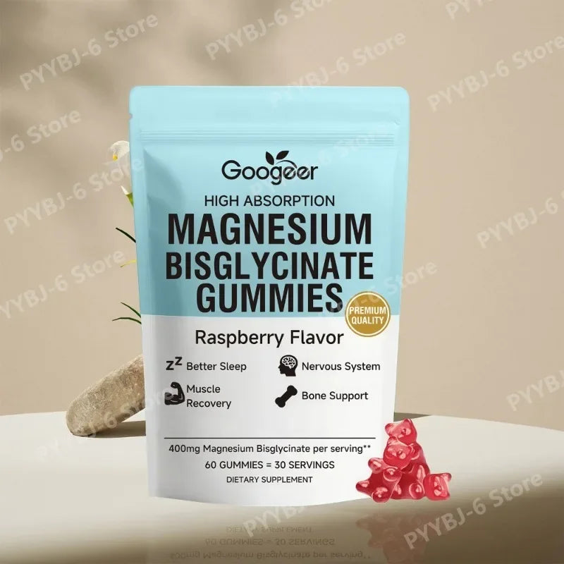Magnesium Bisglycinate Gummies 400mg, 60 Count, Adult Daily Wellness Supplement for Bone Muscle Sleep Support
