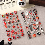 2pcs Halloween Ghost Mummy Blood Nail Stickers Pumpkin Spider Web Lips Bee Design 3D Slider Nail Art Decoration Decals Manicure