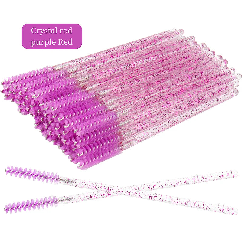 50pcs Disposable Eyelash Brush Crystal Eyebrow Comb Eyelashes Lifting Mascara Wand Micro Brushes Lash Extension Makeup Tools