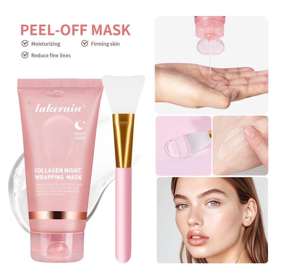 Collagen Overnight Wrapping Peel Off Facial Mask Moisturizing Reduce Fines Lines Dryness Hydration Brightening Korean Skin Care