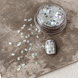 Square silver glitter nail accessories boxed, simple and sparkling, light luxury style , nail decorations