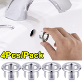 4Pcs Plastic Sink Hole Overflow Cover for Kitchen Bathroom Basin Trim Bath Drain Cap Sink Wash Basin Round Overflow Ring Plug