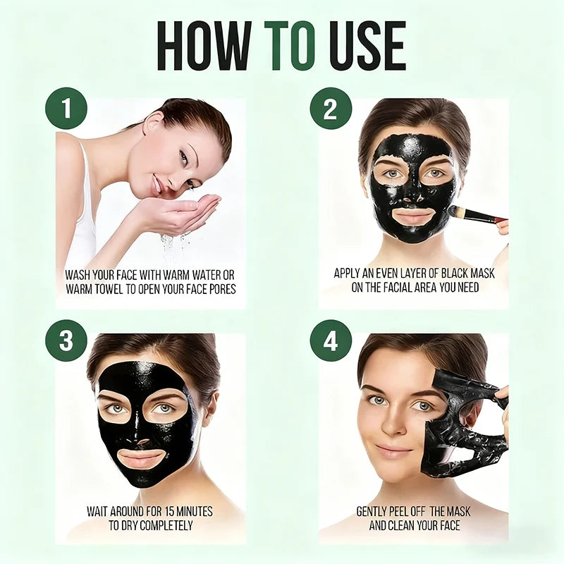 YUITIKUE Bamboo Charcoal Black Mask 60g - Tearing Type Deep Cleanse, Blackhead Removal for Clear Skin